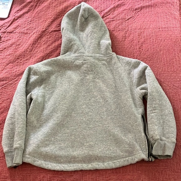 Dylan xl Heather Gray Cropped fleece lined Sweater with Hood and side zips - Picture 15 of 16